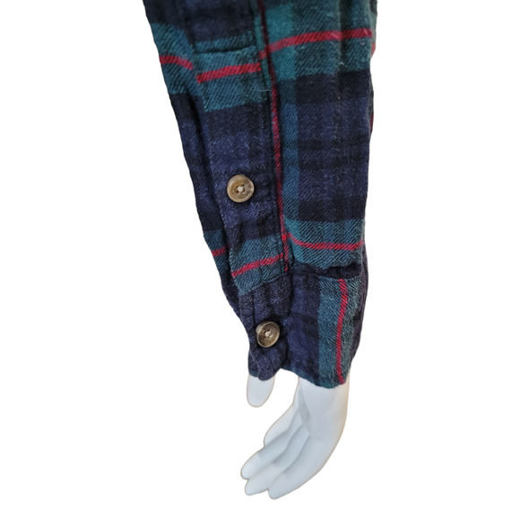 Abercrombie & Fitch Womens Green Blue Plaid Flannel Shirt M Cotton Viscose Blend - Picture 8 of 9